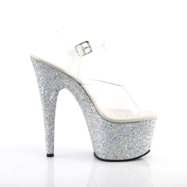 Pleaser Sandalette ADORE-708LG Transparent Silber Multi Glitter EU-35 / US-5