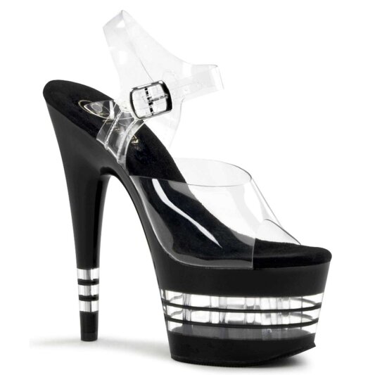Pleaser Sandalette ADORE-708LN Transparent Schwarz EU-40 / US-10