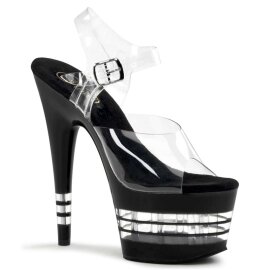 Pleaser Sandalette ADORE-708LN Transparent Schwarz EU-37 / US-7