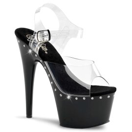Pleaser Sandalette ADORE-708LS Transparent Schwarz EU-35...