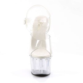 Pleaser Sandalette ADORE-708LS Transparent Silber EU-35 /...