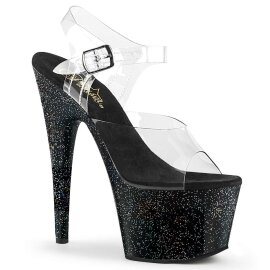 Pleaser Sandalette ADORE-708MG Transparent Schwarz EU-35...
