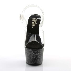 Pleaser Sandalette ADORE-708MG Transparent Schwarz EU-35...