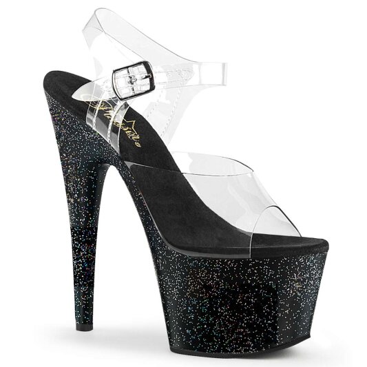 Pleaser Sandalette ADORE-708MG Transparent Schwarz EU-37 / US-7