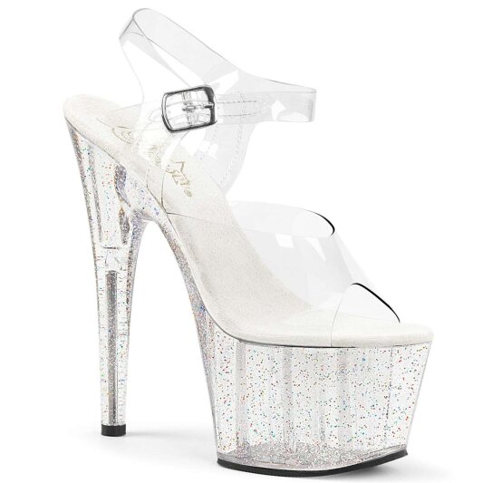 Pleaser Sandalette ADORE-708MG Transparent Silber EU-36 / US-6