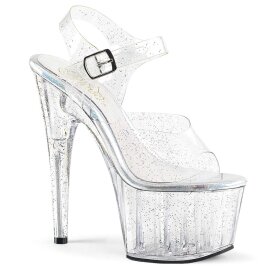 Pleaser Sandalette ADORE-708MMG Transparent Silber EU-40...