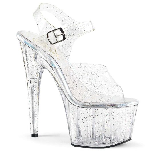 Pleaser Sandalette ADORE-708MMG Transparent Silber EU-42 / US-12