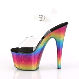 Pleaser Sandalette ADORE-708MRB Transparent Bunt Metallic EU-35 / US-5