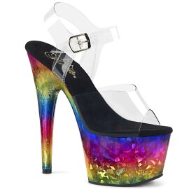 Pleaser Sandalette ADORE-708MRB Transparent Bunt Metallic...
