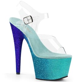 Pleaser Sandalette ADORE-708OMBRE Transparent Blau...