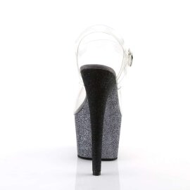 Pleaser Sandalette ADORE-708OMBRE Transparent Silber-Schwarz EU-38 / US-8