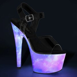 Pleaser Sandalette ADORE-708REFL Transparent Blau-Lila...