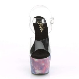 Pleaser Sandalette ADORE-708REFL Transparent Blau-Lila...