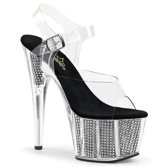 Pleaser Sandalette ADORE-708SRS Transparent Silber EU-35 / US-5