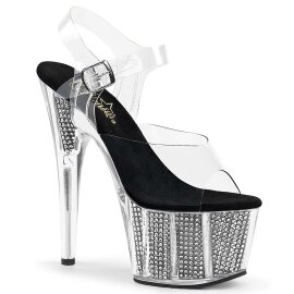 Pleaser Sandalette ADORE-708SRS Transparent Silber EU-35 / US-5