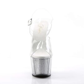 Pleaser Sandalette ADORE-708SRS Transparent Silber Strass...