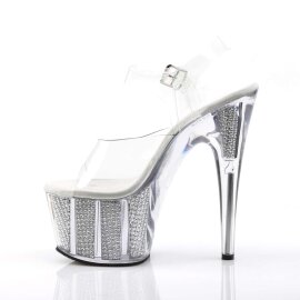 Pleaser Sandalette ADORE-708SRS Transparent Silber Strass EU-41 / US-11