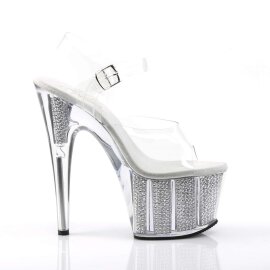Pleaser Sandalette ADORE-708SRS Transparent Silber Strass EU-41 / US-11