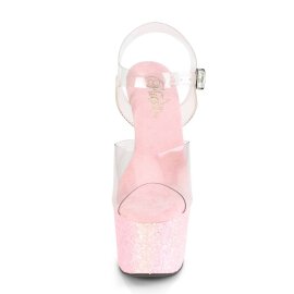 Pleaser ADORE-708LG Platform Sandals Glitter Transparent Pink EU-41 / US-11