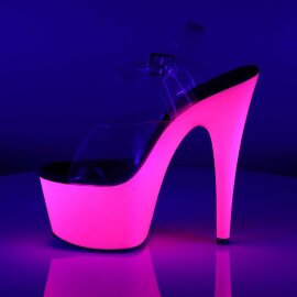 Pleaser Sandalette ADORE-708UV Transparent Neon-Pink EU-42 / US-12