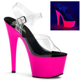 Pleaser Sandalette ADORE-708UV Transparent Neon-Pink...