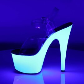 Pleaser Sandalette ADORE-708UV Transparent Neon-Weiß EU-42 / US-12