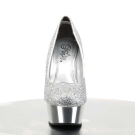 Pleaser Sandal DELIGHT-685G Silver Multi Glitter Chrome...