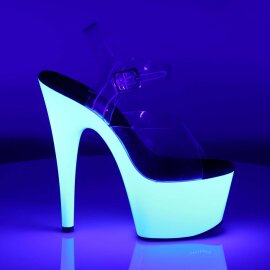 Pleaser Sandalette ADORE-708UV Transparent Neon-Weiß EU-39 / US-9