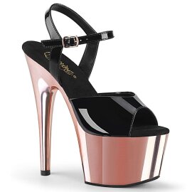 Pleaser Sandalette ADORE-709 Schwarz Rose-Gold Chrom EU-35 / US-5