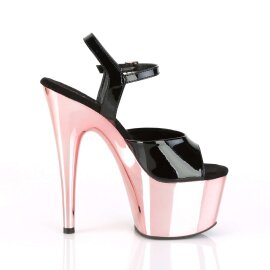 Pleaser Sandalette ADORE-709 Schwarz Rose-Gold Chrom EU-35 / US-5