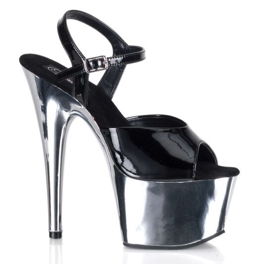 Pleaser Sandalette ADORE-709 Schwarz Silber Chrom EU-35 / US-5
