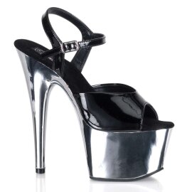 Pleaser Sandalette ADORE-709 Schwarz Silber Chrom EU-35 / US-5