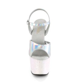 Pleaser Sandalette ADORE-709HGG Silber Hologram Weiß Glitter EU-39 / US-9