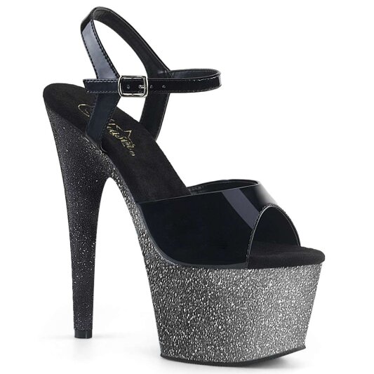 Pleaser Sandalette ADORE-709OMBRE Schwarz Silber-Schwarz Multi Glitter EU-36 / US-6