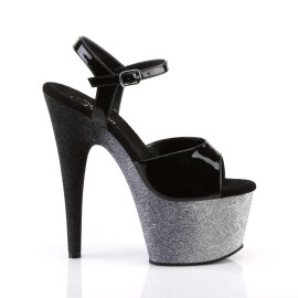 Pleaser Sandalette ADORE-709OMBRE Schwarz Silber-Schwarz Multi Glitter EU-36 / US-6