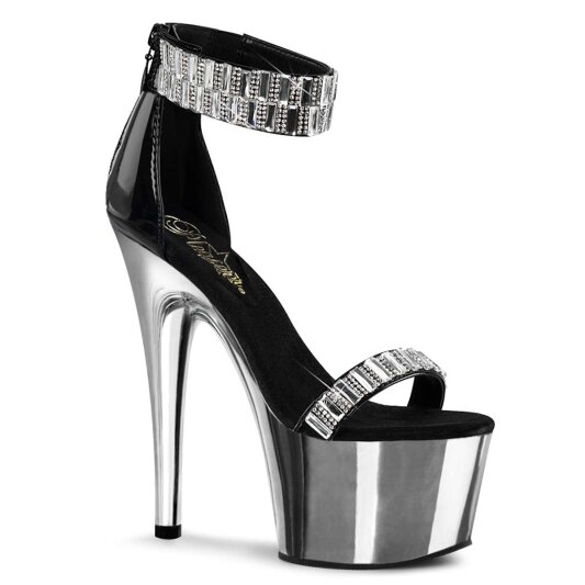 Pleaser Sandalette ADORE-769RS Schwarz Siber Chrom EU-35 / US-5