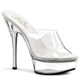 Pleaser Pantolette ALLURE-601 Transparent Silber EU-37 /...