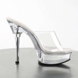 Pleaser Pantolette ALLURE-601 Transparent Silber EU-39 / US-9