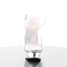 Pleaser Sandalette ALLURE-608 Transparent Silber EU-37 /...