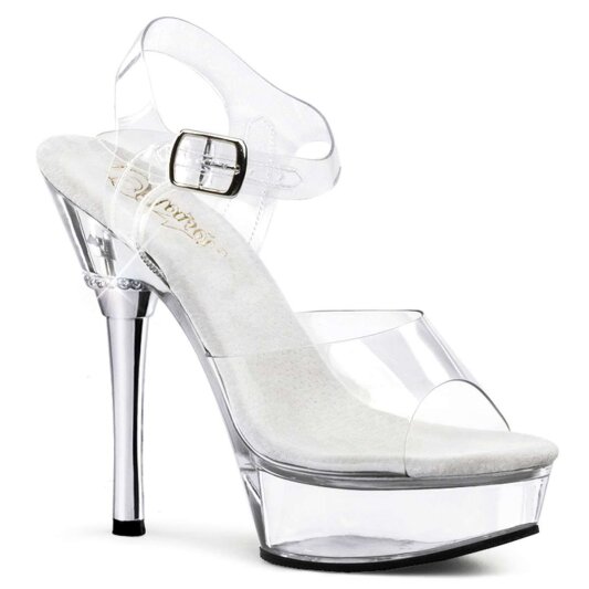 Pleaser Sandalette ALLURE-608 Transparent Silber EU-38 / US-8