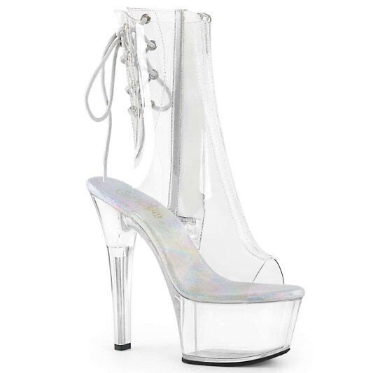 Pleaser Stiefelette ASPIRE-1018C Transparent Silber EU-35 / US-5