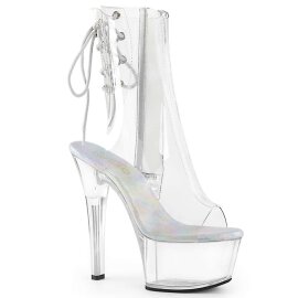 Pleaser Stiefelette ASPIRE-1018C Transparent Silber EU-38...