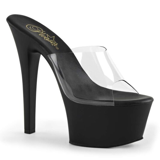 Pleaser Pantolette ASPIRE-601 Transparent Schwarz Strass EU-35 / US-5