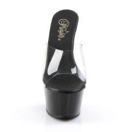 Pleaser Pantolette ASPIRE-601 Transparent Schwarz Strass...