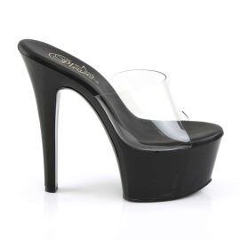 Pleaser Pantolette ASPIRE-601 Transparent Schwarz Strass EU-37 / US-7