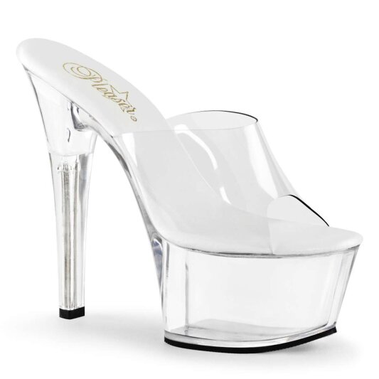 Pleaser Pantolette ASPIRE-601 Transparent Silber EU-35 / US-5
