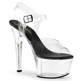 Pleaser Sandalette ASPIRE-608 Transparent Schwarz EU-35 / US-5