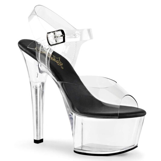 Pleaser Sandalette ASPIRE-608 Transparent Schwarz EU-38 / US-8