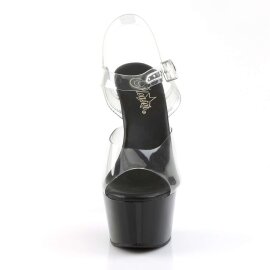 Pleaser Sandalette ASPIRE-608 Transparent Schwarz EU-35 / US-5