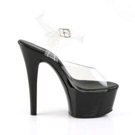 Pleaser Sandalette ASPIRE-608 Transparent Schwarz EU-35 / US-5